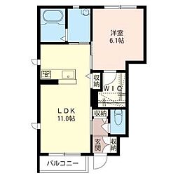 ハピネス2 1LDKの間取図画像