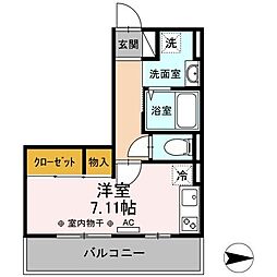 サンキエーム前橋 ワンルームの間取図画像