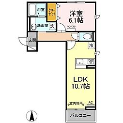 カルデア 1LDKの間取図画像