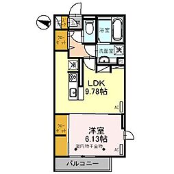 D-ROOM和田町 1LDKの間取図画像