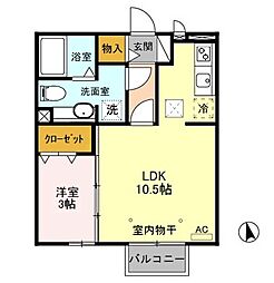 ルリエール 1LDKの間取図画像