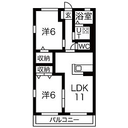 レフィナード 2LDKの間取図画像