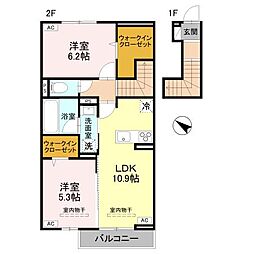 コンドミーニョ ジャルディ-二 2LDKの間取図画像