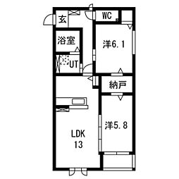 ウィングクレストC 2LDKの間取図画像