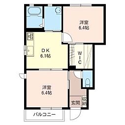 エズヴィラージュA 2DKの間取図画像