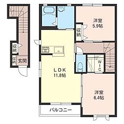 バンビーノ 2LDKの間取図画像