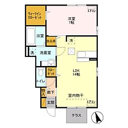 ブレシアカツラ2 1LDKの間取図画像
