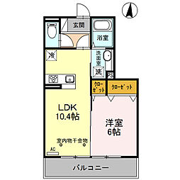 クラリーチェ 1LDKの間取図画像