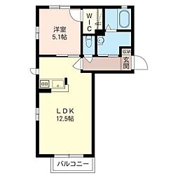 レヨンヴェールB 1LDKの間取図画像