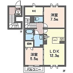 ドレディア・ガーデン 2LDKの間取図画像