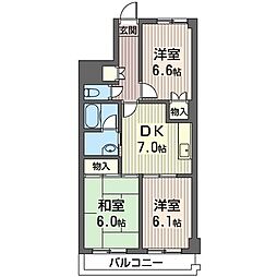 マンション田島 3DKの間取図画像