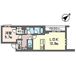 メゾン・ド・オウル2 1LDKの間取図画像