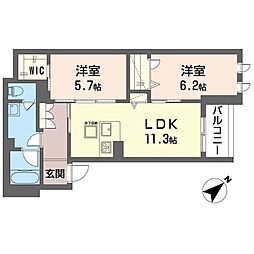 フェリス　コート 1階2LDKの間取り