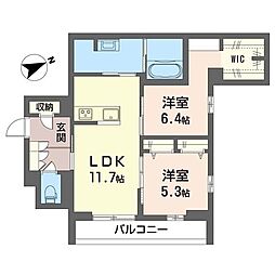 スプリング クレスト 2LDKの間取図画像