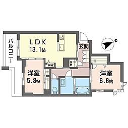 スプリング クレスト 2LDKの間取図画像