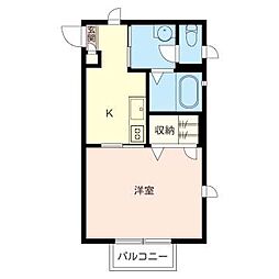 シティホームズ2 1Kの間取図画像