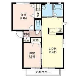 ドゥーメゾン鬼高 2LDKの間取図画像