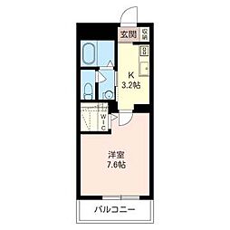 トラスティ本八幡 1Kの間取図画像
