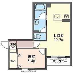 ミラソール市川 1LDKの間取図画像