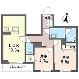 コンフォーザ 真間 2LDKの間取図画像