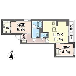コンフォーザ 真間 2LDKの間取図画像