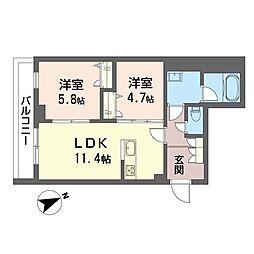 エルベグランデュール 2LDKの間取図画像
