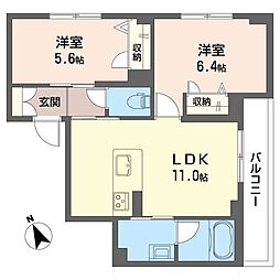 リラフォート本八幡 2LDKの間取図画像
