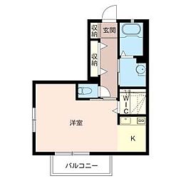 ボンメゾンK3 ワンルームの間取図画像