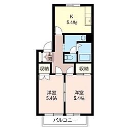 エステート宮久保F棟 2Kの間取図画像