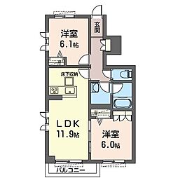 ラフィーネ 2LDKの間取図画像