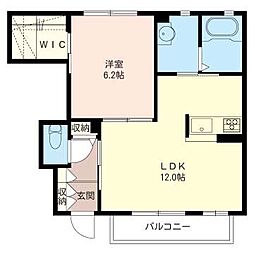 シャーメゾンミスミ2 1LDKの間取図画像