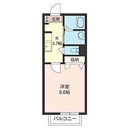 エムロード 1Kの間取図画像