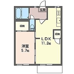 ハイネス東六月B 1LDKの間取図画像