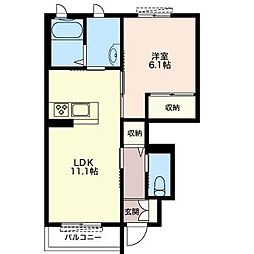 アンソレイエ 1LDKの間取図画像