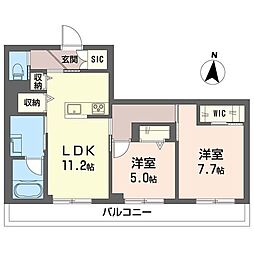 ラパン ド フォレ 2LDKの間取図画像