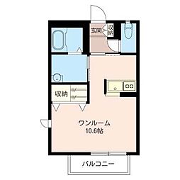 メゾン・ド・ラッキー2 ワンルームの間取図画像