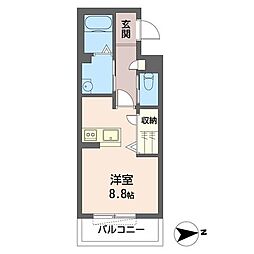 クリオジィ1 ワンルームの間取図画像