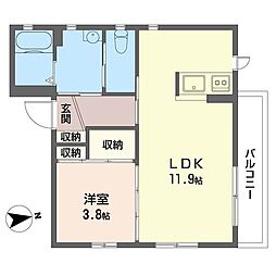 クリオジィ2 1LDKの間取図画像
