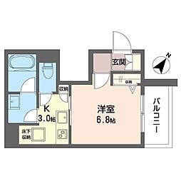 トロワ 1階1Kの間取り