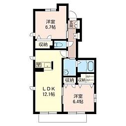ヴィラソラーレ湘南3 2LDKの間取図画像