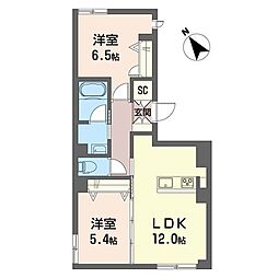 エンワ 2LDKの間取図画像