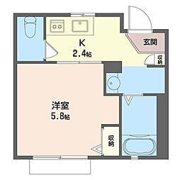 カーサ・アザレア 1Kの間取図画像