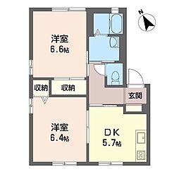 フロレゾン北村4 2Kの間取図画像