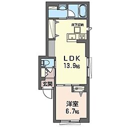 LeLienS.Y.K 1LDKの間取図画像