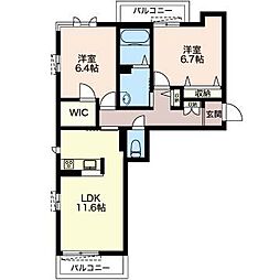 ルミウス港南台参番館 2LDKの間取図画像