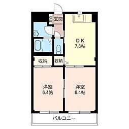 リヴェール2 2DKの間取図画像