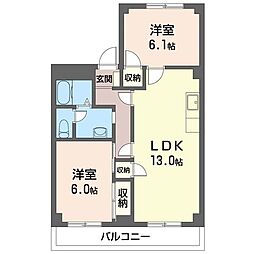 ウッディーベル弐番館 2LDKの間取図画像