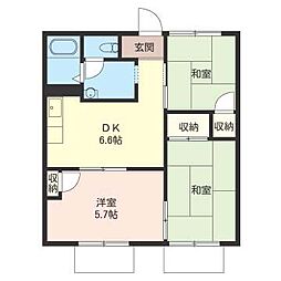 フローリスト富岡A棟 3DKの間取図画像
