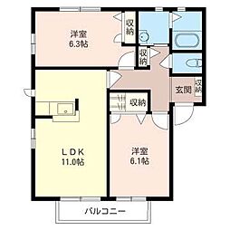 ブランシールライト 2LDKの間取図画像