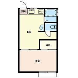 北條マンション 1DKの間取図画像